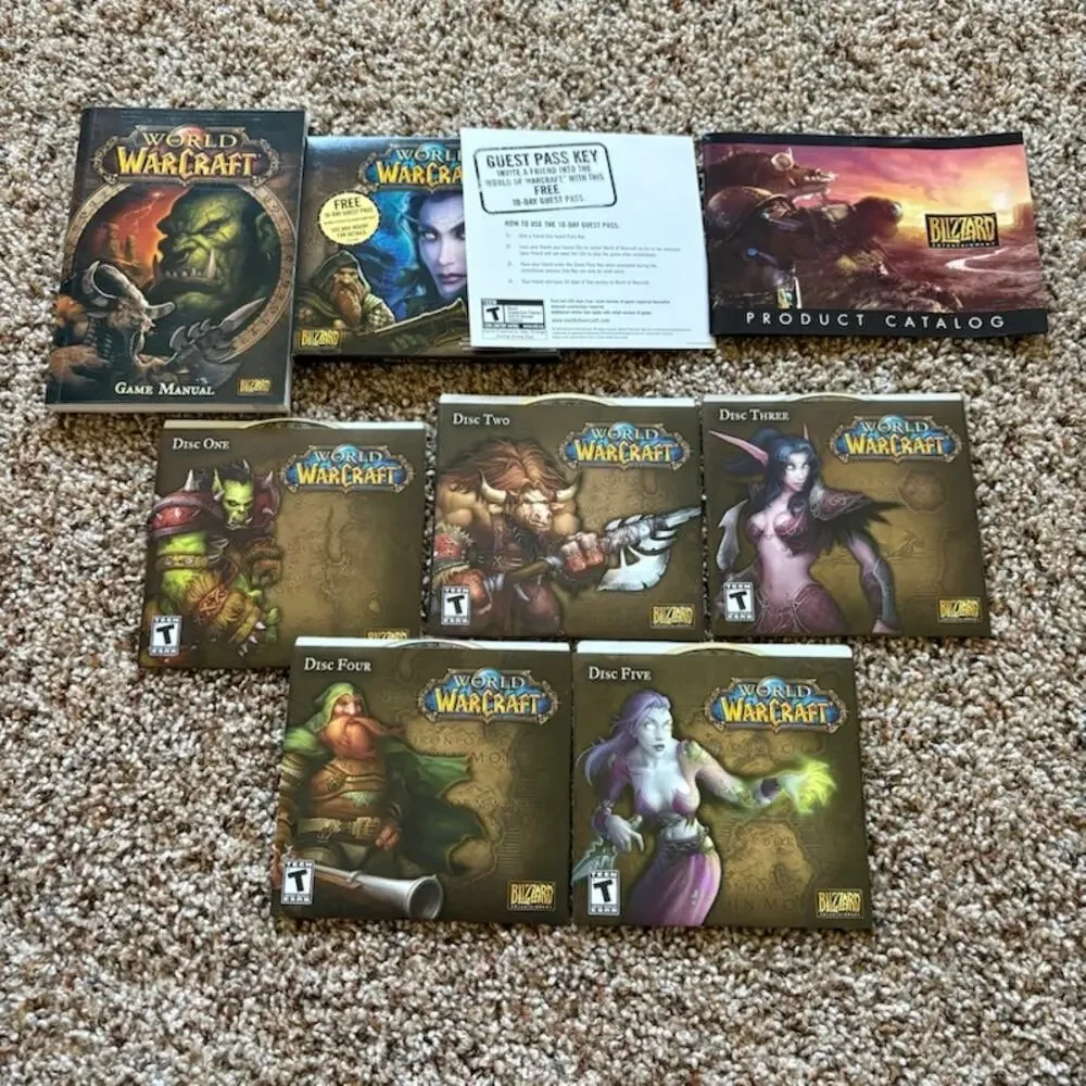 World of Warcraft: Computer Game Lot Original 2004 & The Burning Crusade 2007 PC